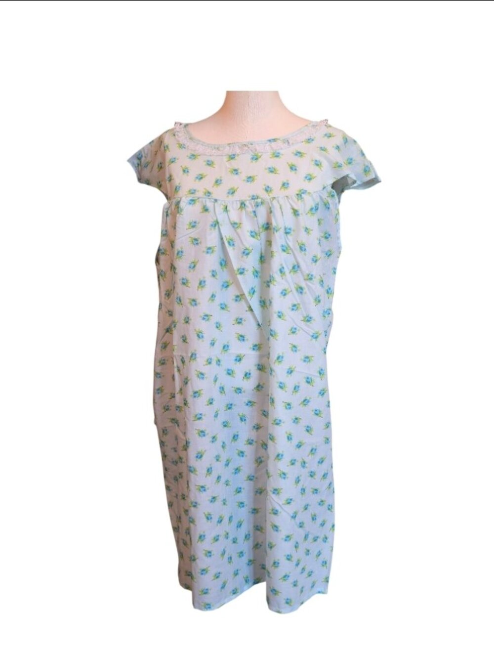 Vtg Kickaway cotton night day house gown grannycore cottagecore traditional 2XL